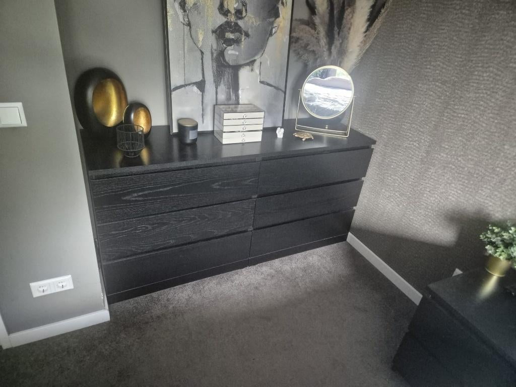 Malm ladekast 6 lades zwart  IKEA, Huis en Inrichting, Kasten | Ladekasten, Ophalen, Overige materialen, 100 tot 150 cm, 5 laden of meer