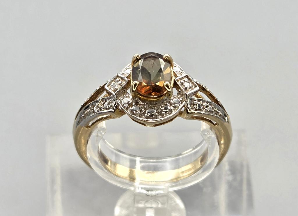 GoudenVintage ring met mystictopaas en diamant. 2026/310., Overige kleuren, ., Ophalen of Verzenden, Zo goed als nieuw