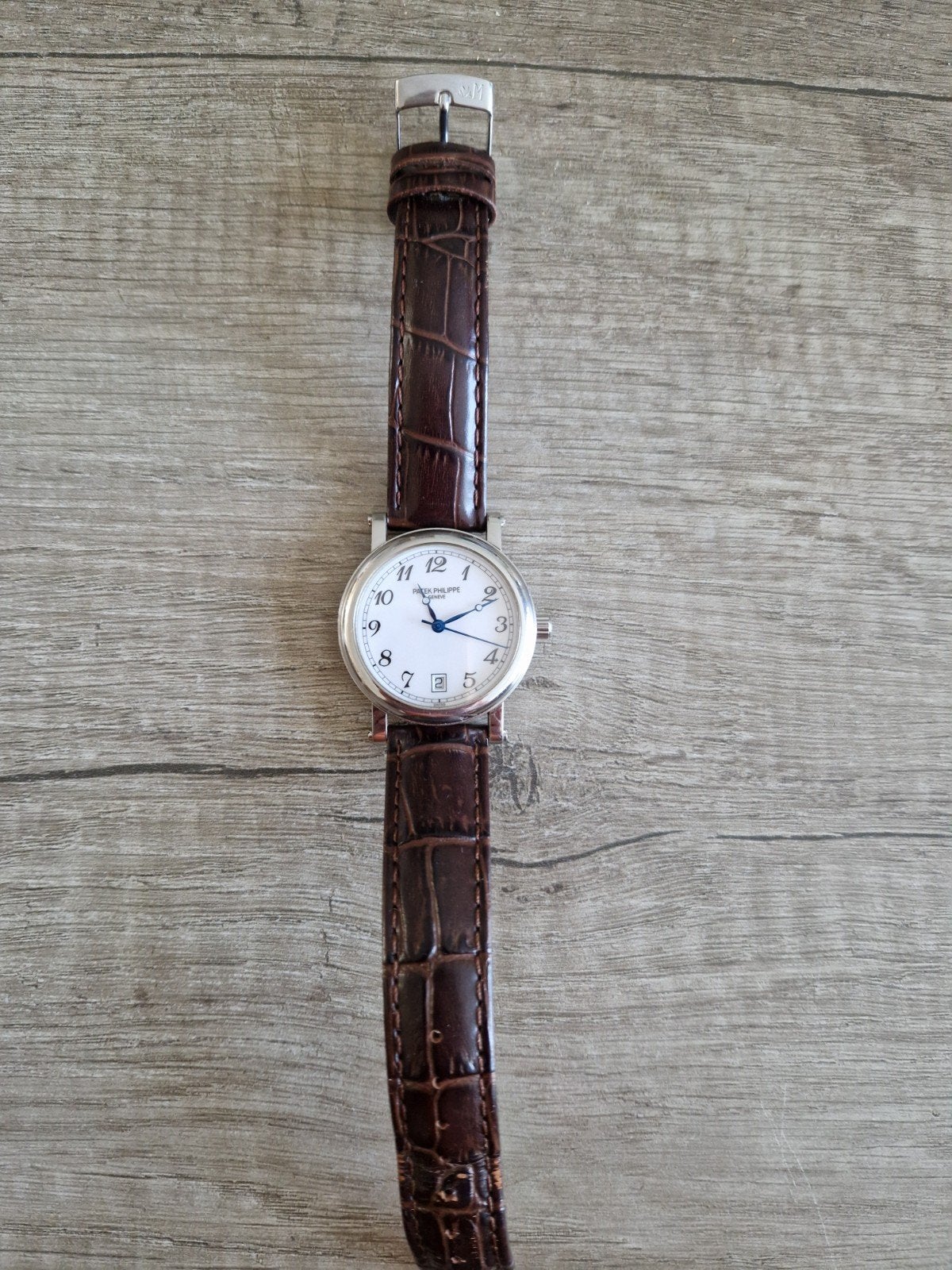 Patek Philippe Geneve 750*18K Heren Horloge Handopwindbaar, Sieraden, Tassen en Uiterlijk, Ophalen, Leer, Polshorloge, Zo goed als nieuw