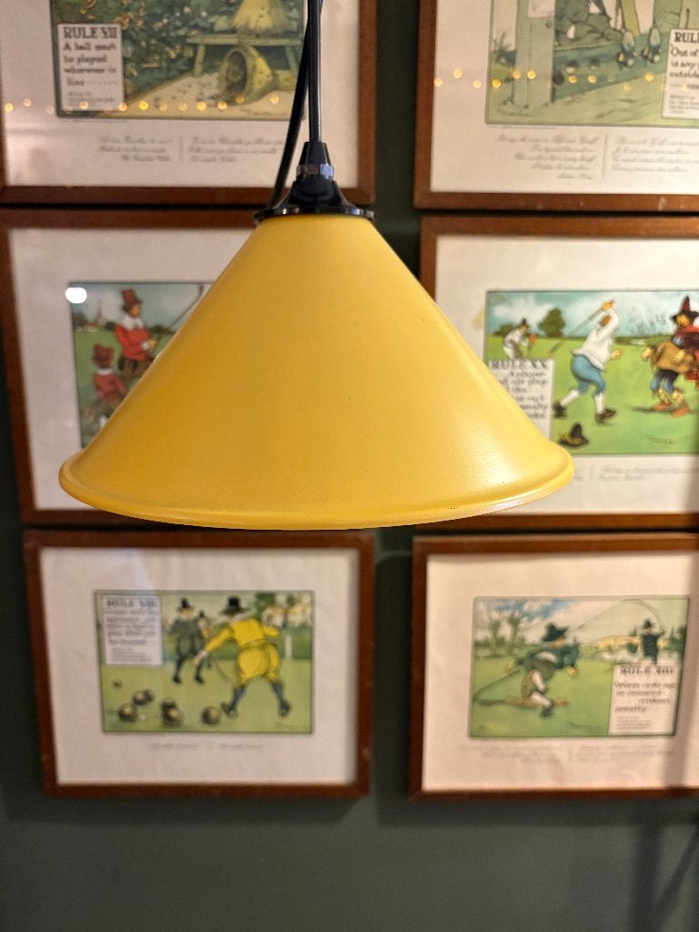 Vintage Hanglampje met Gele Kap., Ophalen of Verzenden
