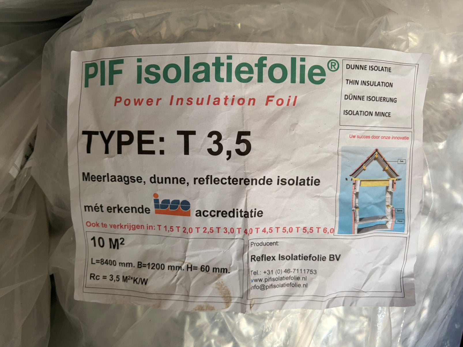 5 zakken Isolatiefolie, Doe-het-zelf en Verbouw, Overige materialen, Nieuw, 15 m² of meer, Ophalen