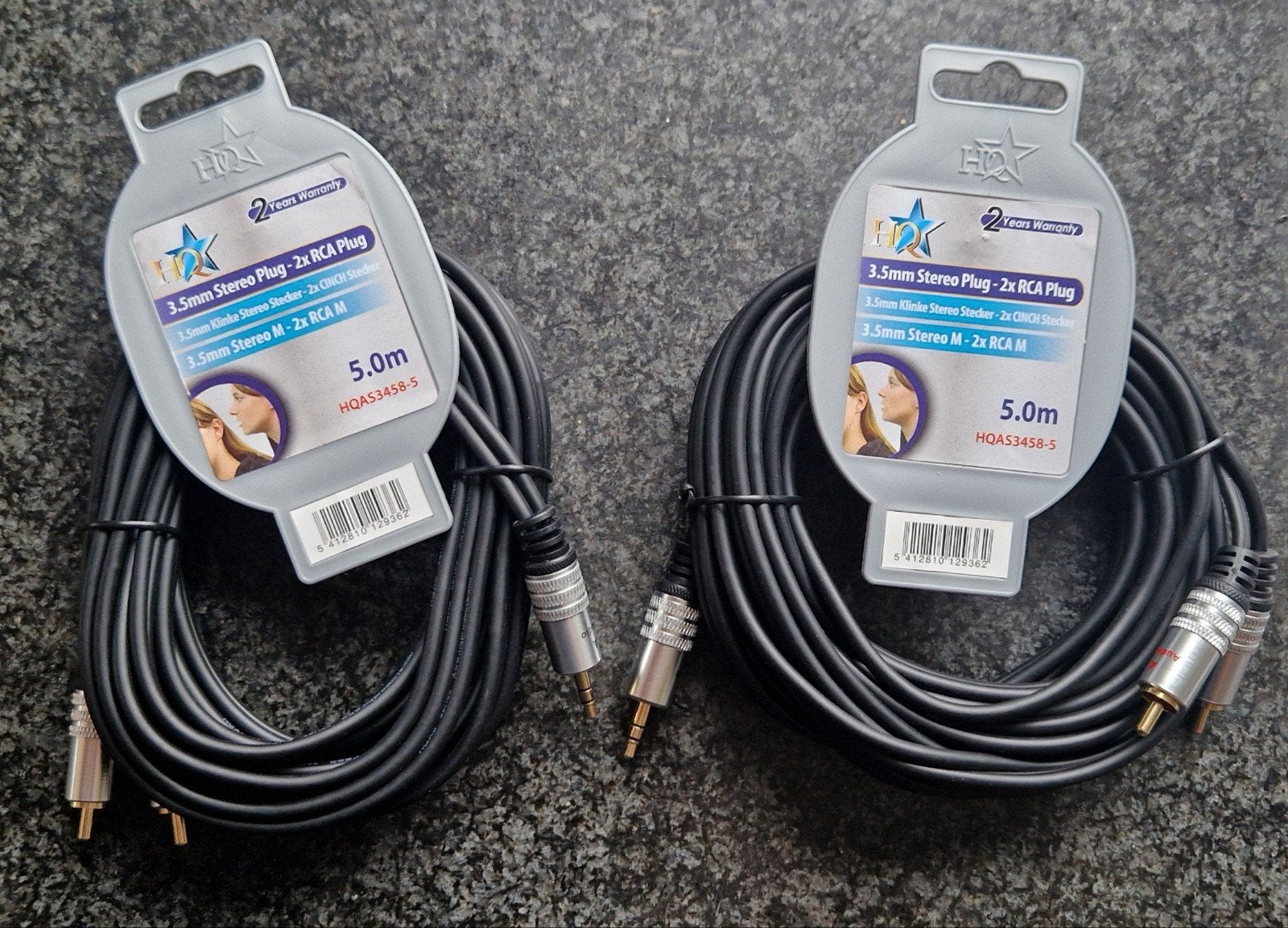 Nieuwe HQ 3.5mm Stereo Plug naar 2x RCA Plug Kabel (5m), Ophalen of Verzenden, Nieuw, 2 tot 5 meter, Interlink-kabel