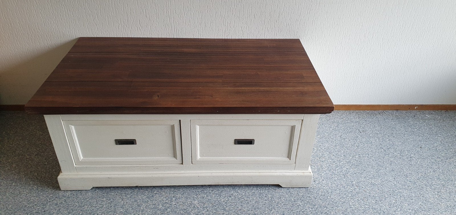 Landelijke salontafel met 2 lades - 120x70x48 cm, Ophalen, 100 tot 150 cm, 50 tot 100 cm, Zo goed als nieuw