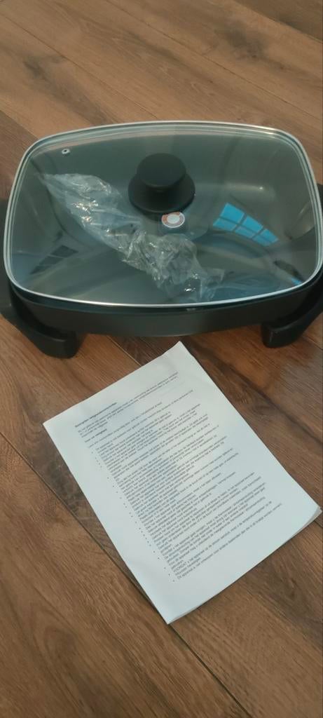 Hapjespan met glazen deksel en thermostaat, Overige typen, Nieuw, Ophalen of Verzenden, Zwart