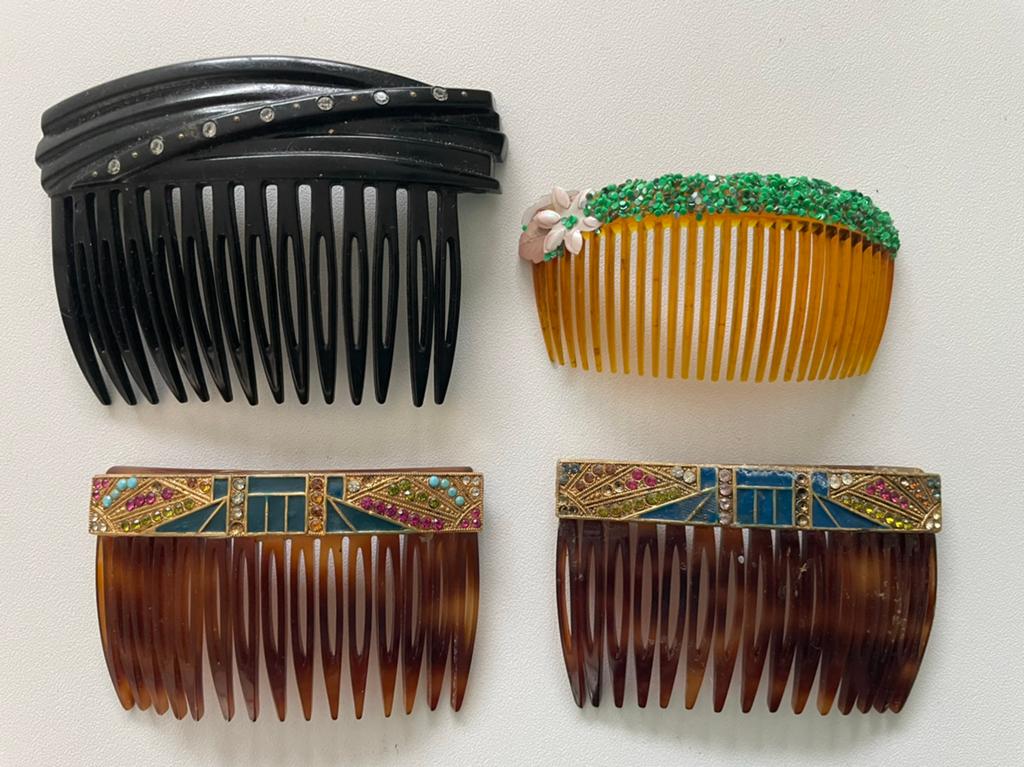 4 vintage haarkammen, Antiek en Kunst, Ophalen of Verzenden