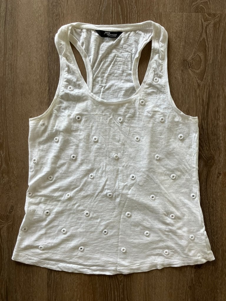 Witte dames top met spiegeltjes - Jane Norman - Maat M, Maat 38/40 (M), Wit, Jane Norman, Ophalen of Verzenden
