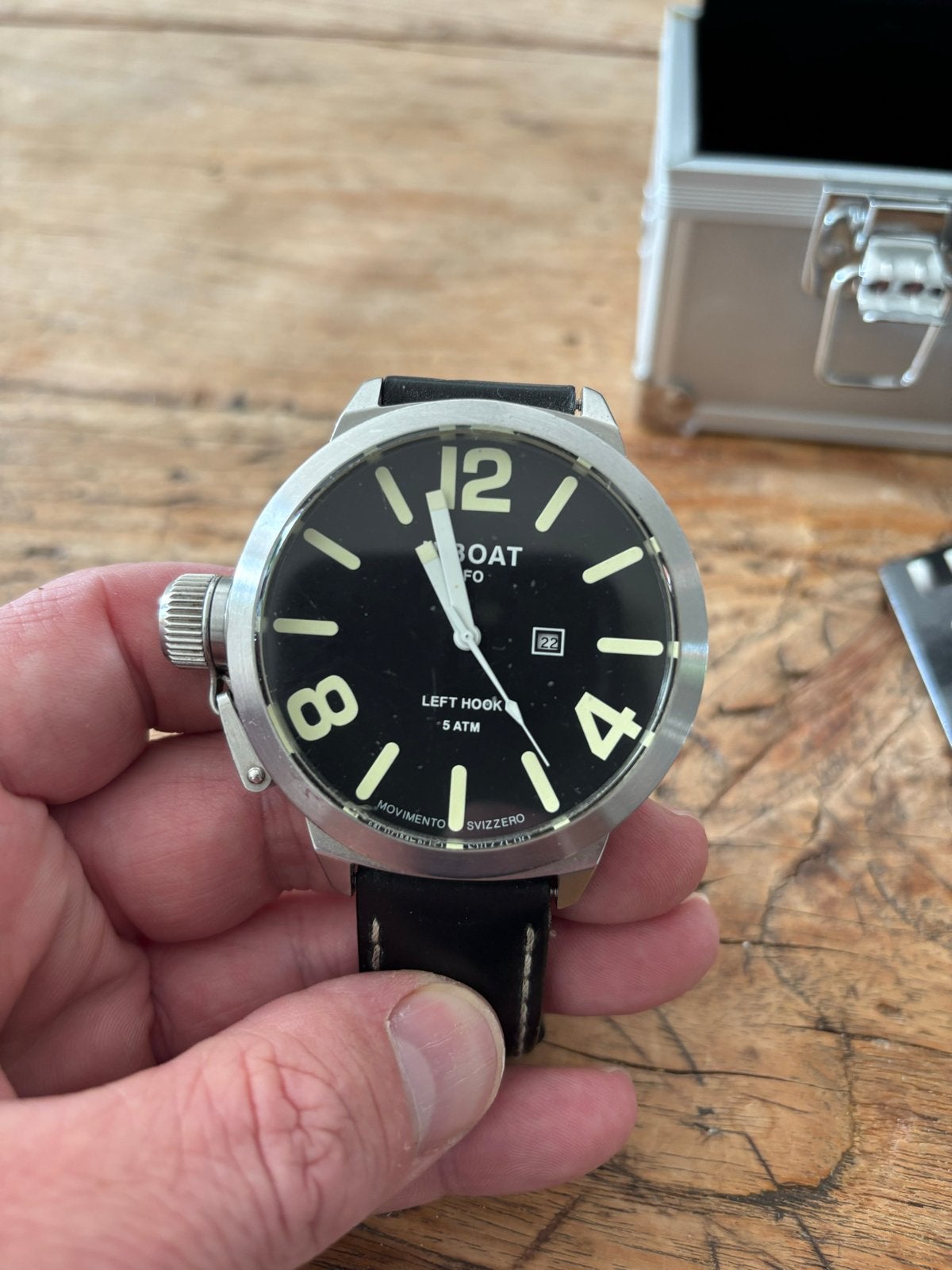 U-Boat Left Hook Horloge, Overige merken, Staal, Polshorloge, Ophalen of Verzenden