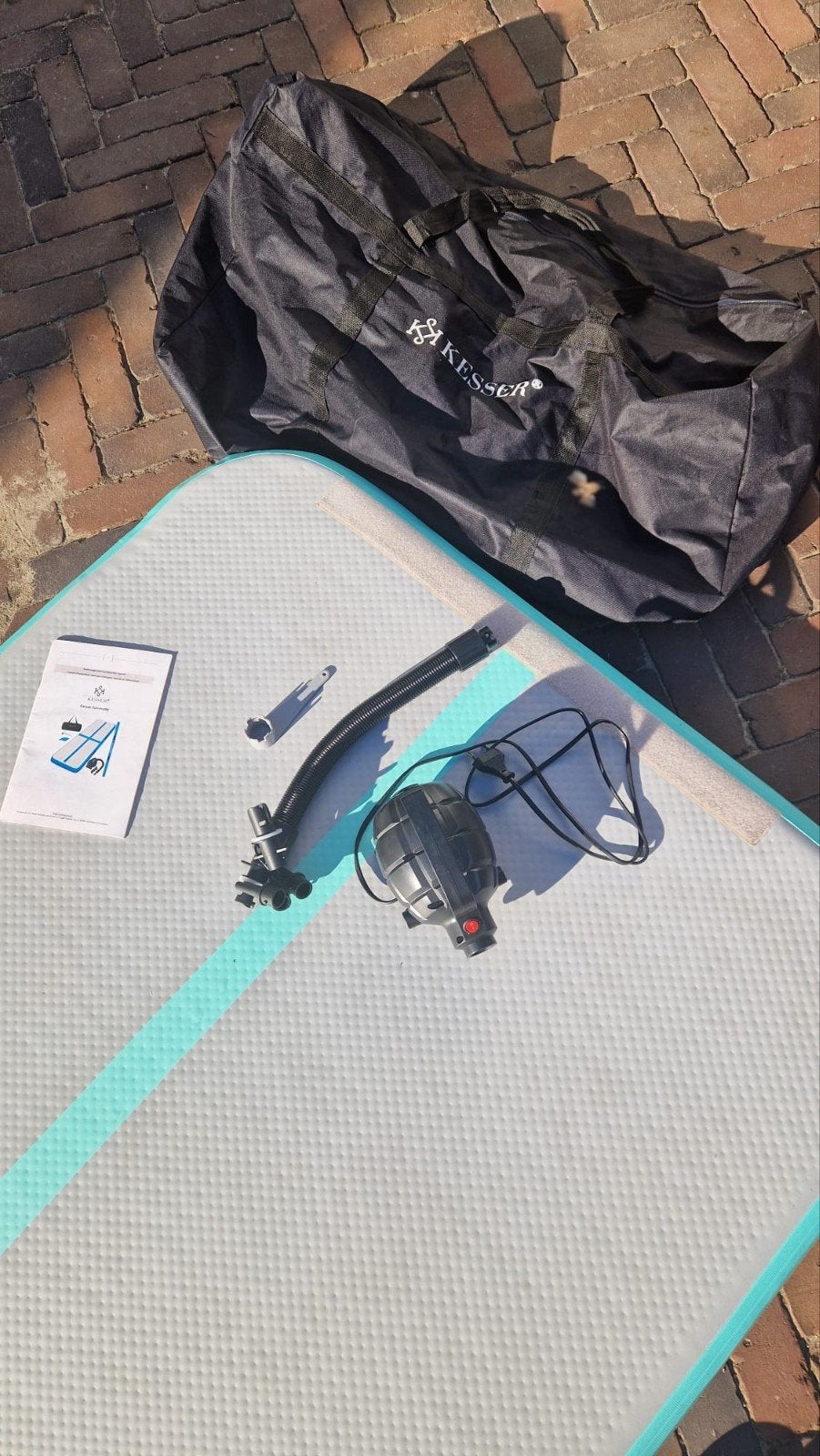Airtrack turnmat 3 meter met pomp en draagtas, Ophalen, Zo goed als nieuw