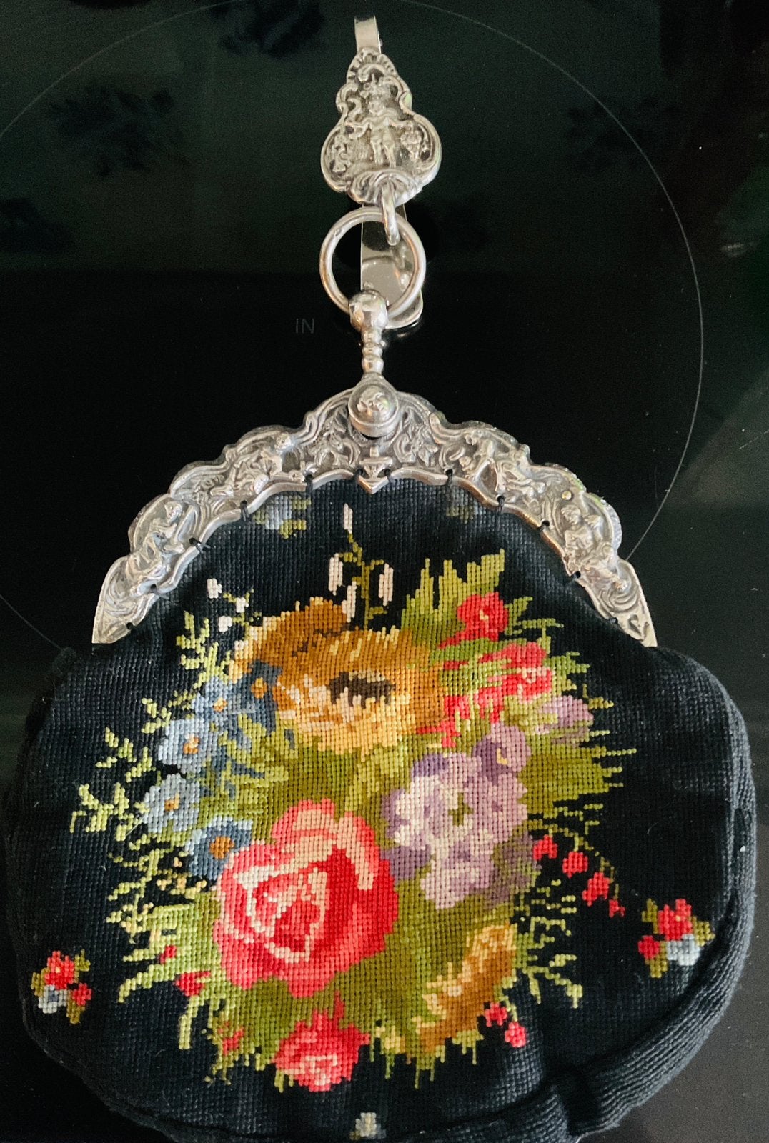 Antieke zilveren beugeltas met tashaak, Ophalen of Verzenden, Zilver
