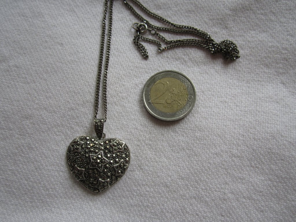 14.  Schitterende oude hanger+ketting, zilver 835,  50 cm, Sieraden, Tassen en Uiterlijk, Antieke sieraden, Ophalen, Zilver, Hanger