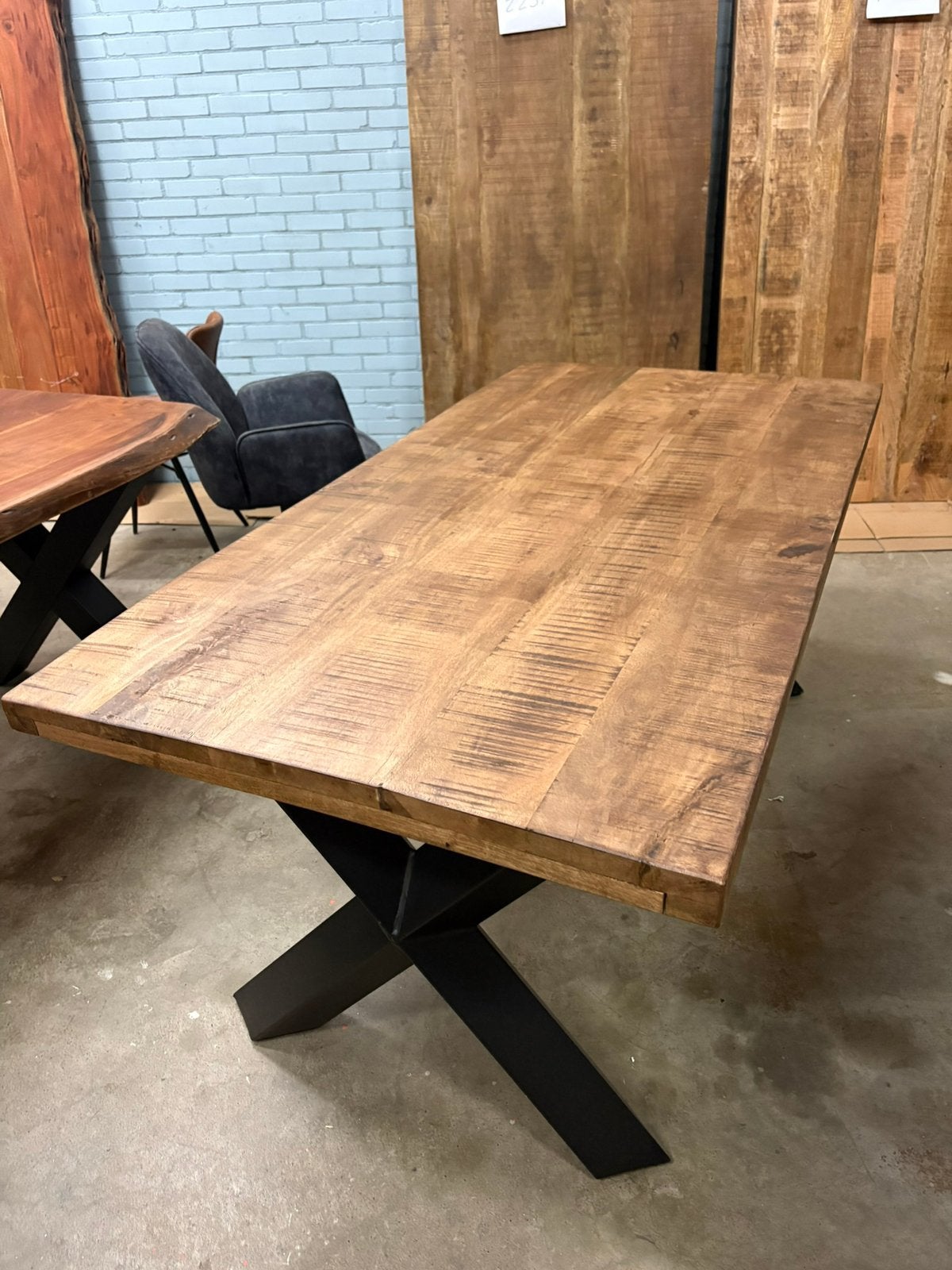 Mangohouten eettafel 180x90 cm - ex showmodel, Ophalen, 50 tot 100 cm, Zo goed als nieuw, 150 tot 200 cm