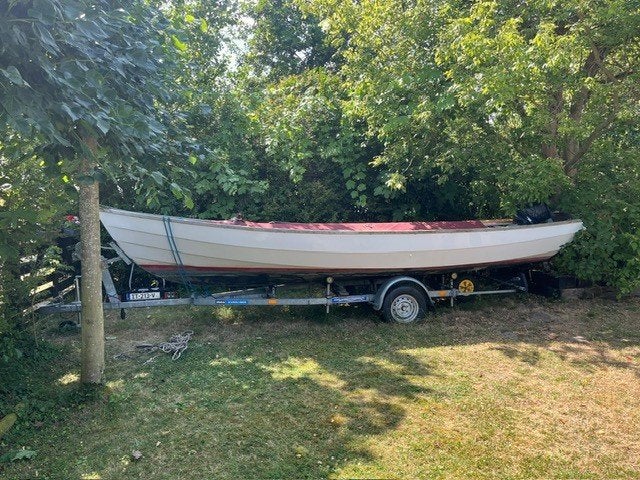 Drascombe longboat, Watersport en Boten, Gebruikt, Drascombe, Polyester, Buitenboordmotor