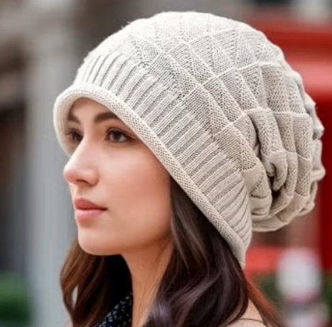 Warme muts voor dames elastisch dikke slouch cap