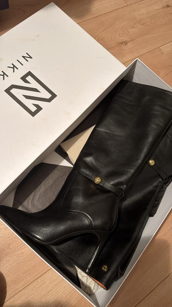 Nikkie leren laarzen, Kleding | Dames, Schoenen, Ophalen, Hoge laarzen, Zwart, Nieuw