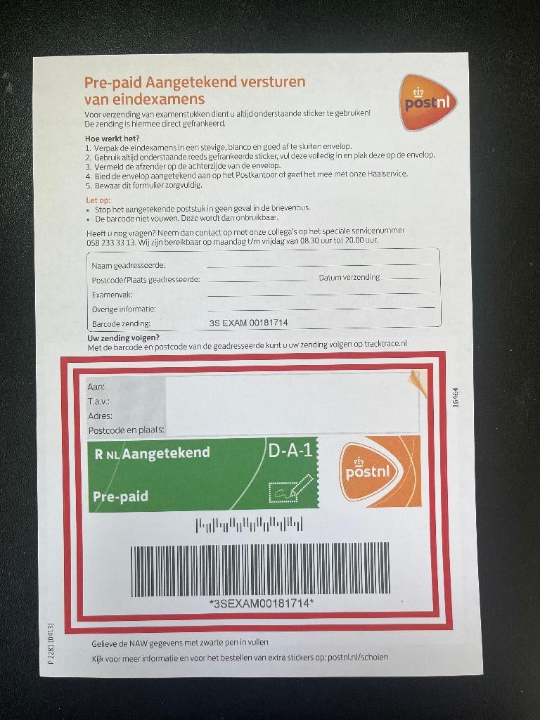 Examenzegel 2015-17, pakketzegel, Verzenden, Na 1940, Postfris