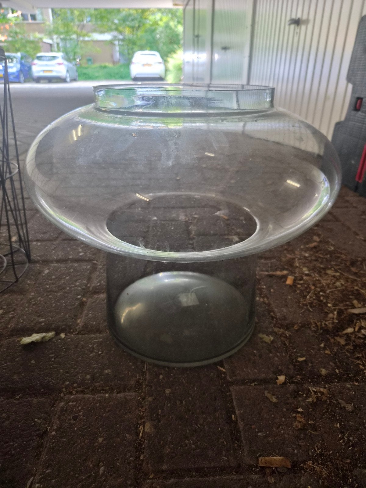 Glazen vaas - Uniek design, Ophalen, Gebruikt, Met patroon/structuur, Transparant