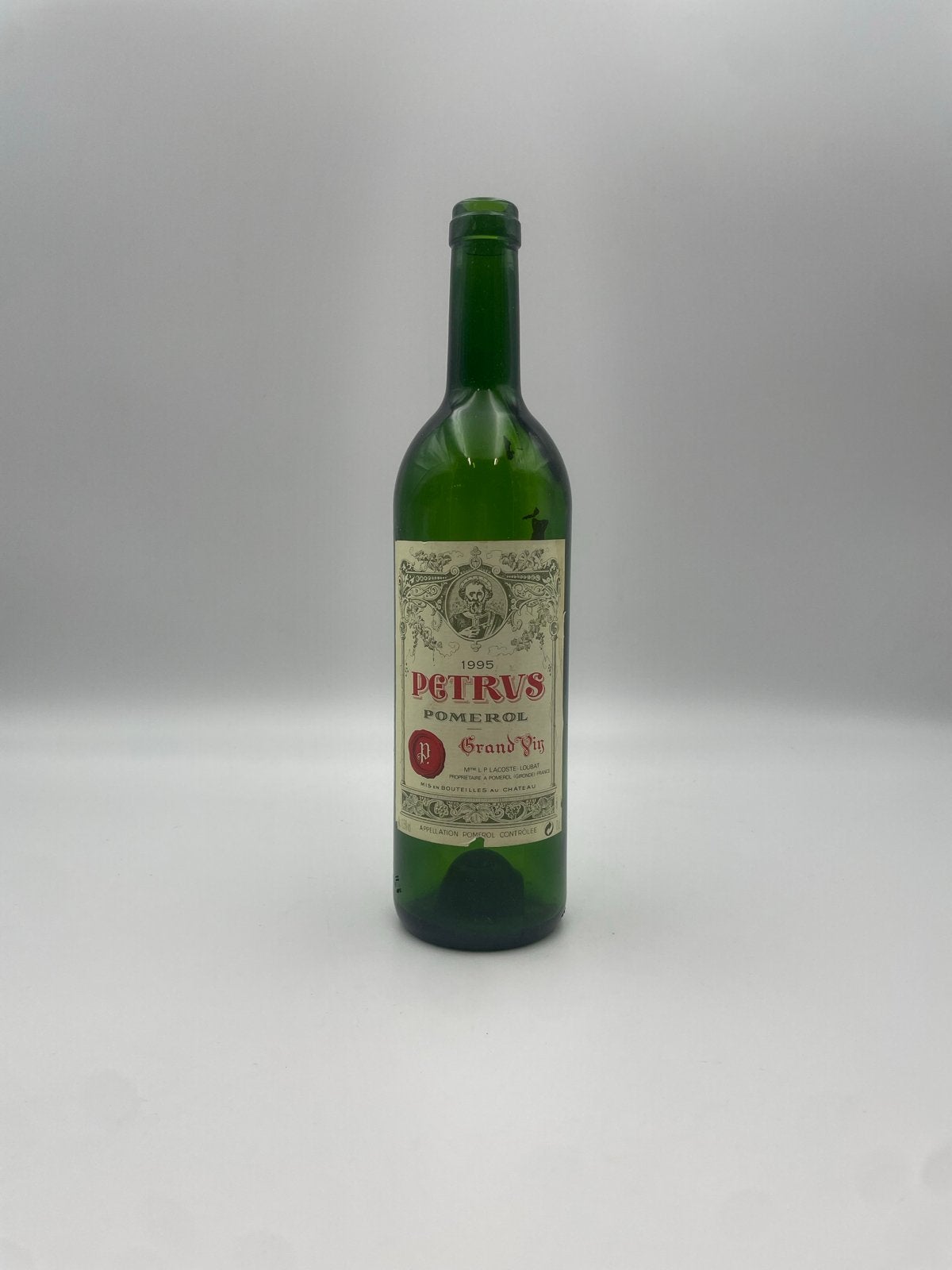 Lege Petrus 1995 Pomerol wijnfles - Decoratief item, Verzamelen, Wijnen, Ophalen of Verzenden, Gebruikt, Frankrijk, Rode wijn