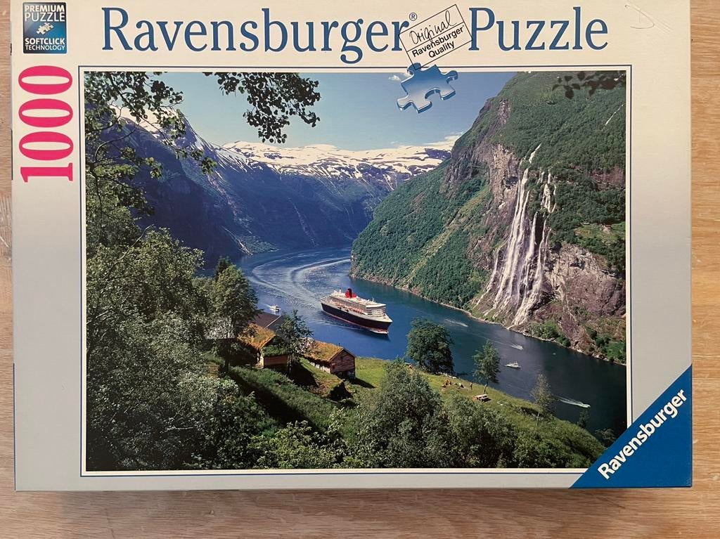 Berg-rivierlandschap puzzel 1000 stukjes Ravensburger, Ophalen of Verzenden, 500 t/m 1500 stukjes, Zo goed als nieuw