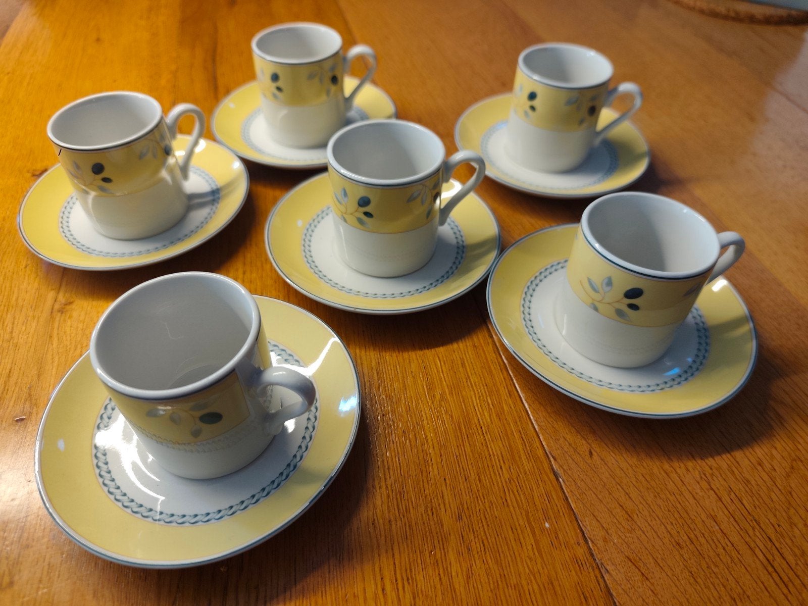Royal Doulton Blueberry Espresso Kopjes en Schotels (6x), Ophalen of Verzenden, Zo goed als nieuw, Modern, Kop(pen) en/of Schotel(s)