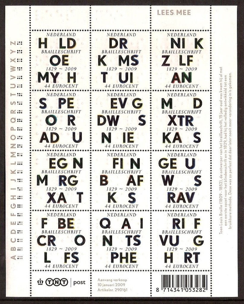 Nederland NVPH nr V2623/34 postfris Braille 2009, Ophalen of Verzenden, Na 1940, Postfris