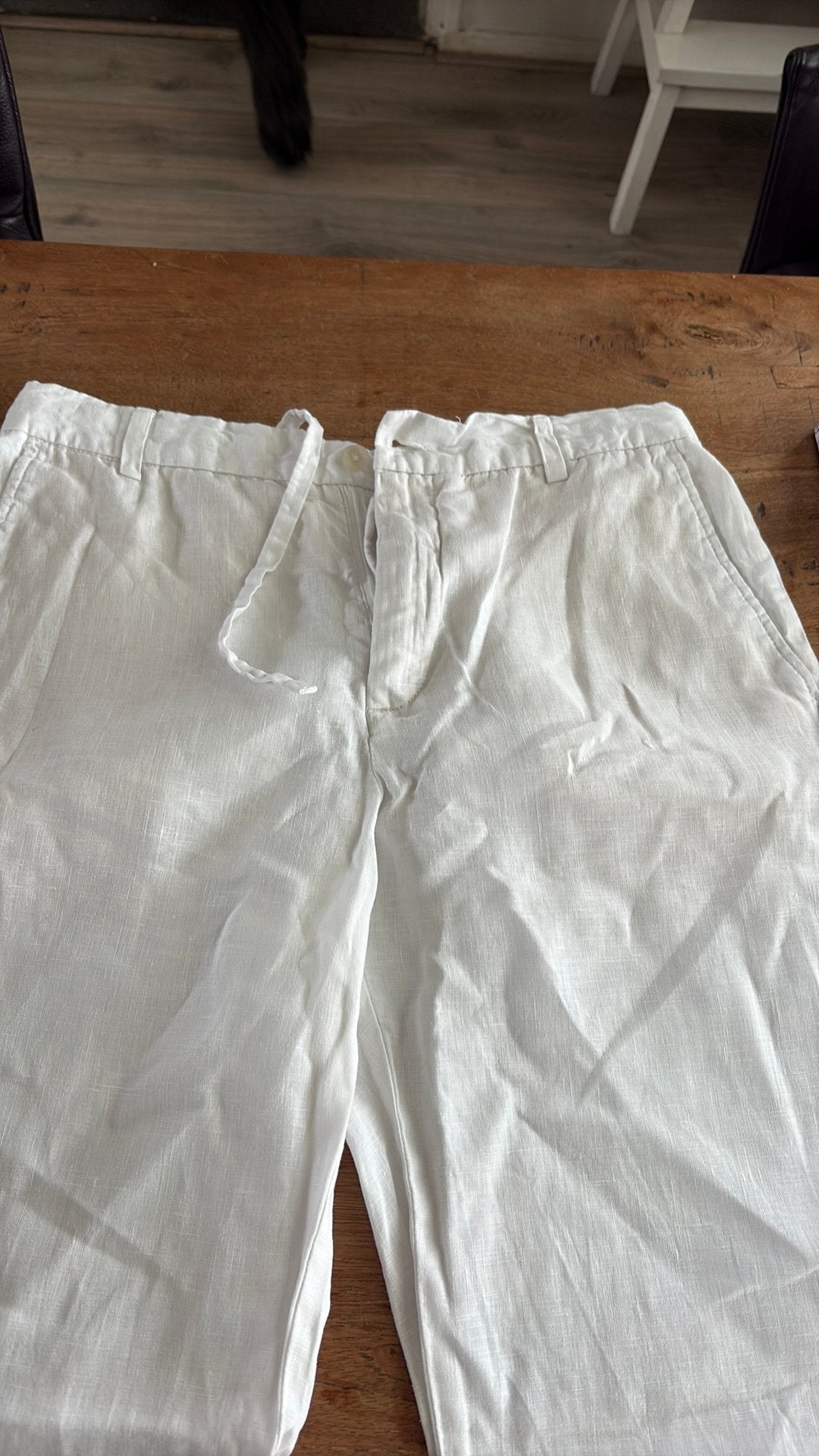 Witte linnen broek Zara maat M, Ophalen of Verzenden, Gedragen, Maat 48/50 (M), Wit