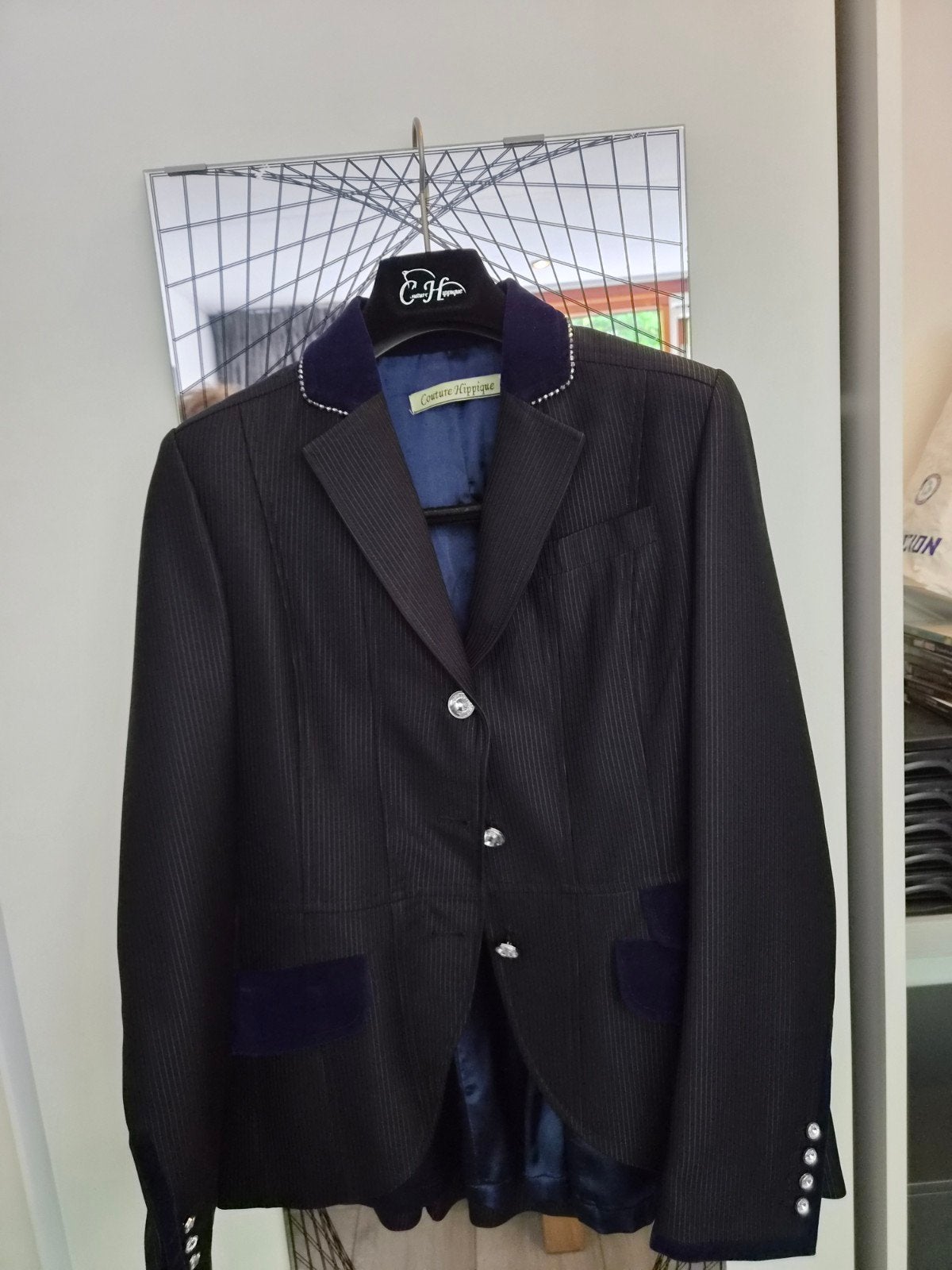 Chique rijjasje met fluwelen details, Maat 38/40 (M), Blauw, Ophalen of Verzenden, Zo goed als nieuw