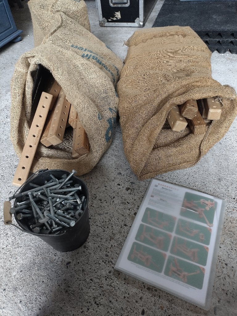 Grote set Woodmobiel houten constructiespeelgoed, Ophalen, Gebruikt