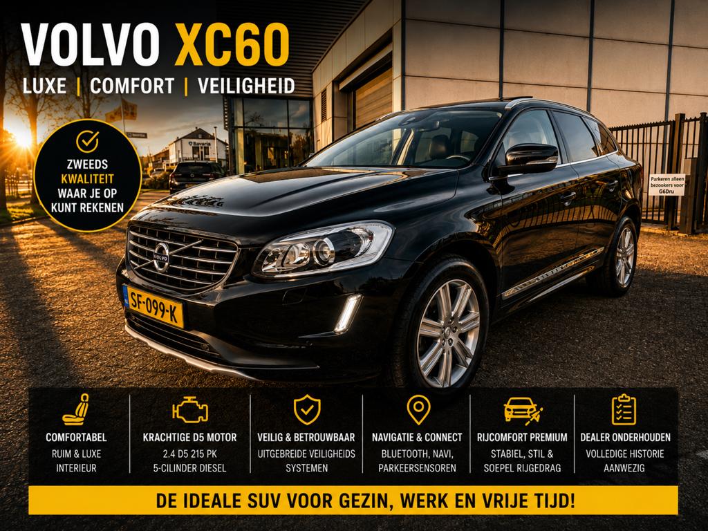 Volvo XC60 2.4 D5 AWD Geartronic 2017 Zwart*pano dak*leder, Auto's, Volvo, Automaat, 1698 kg, 197 €/maand, 2000 kg