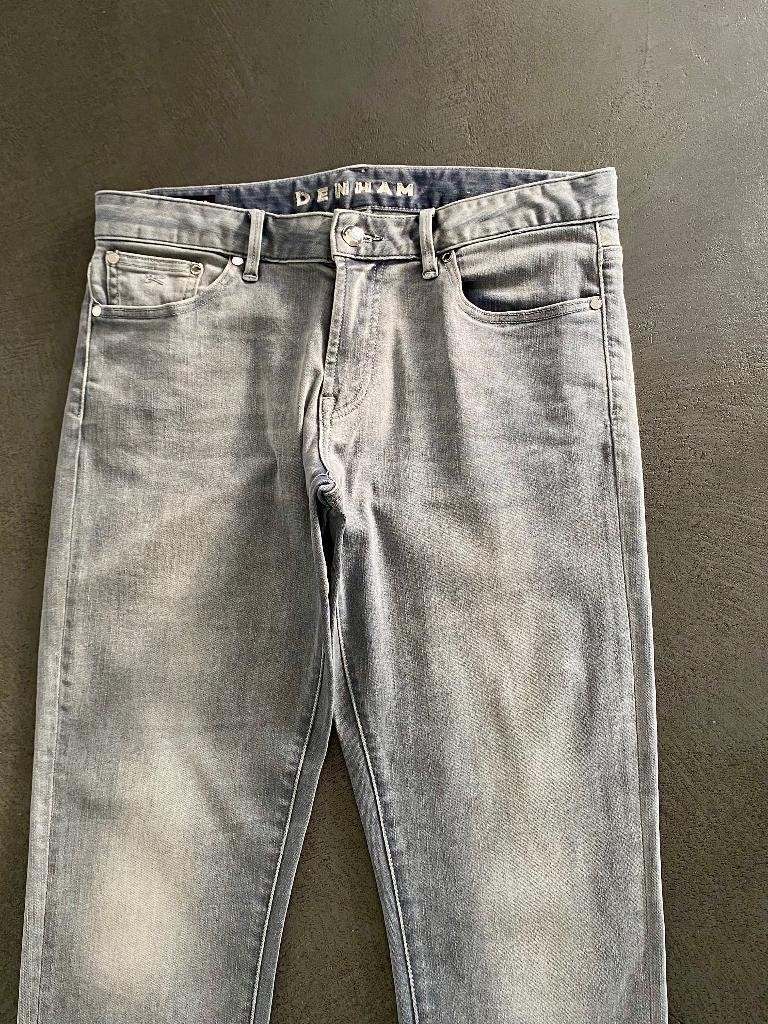 J566 Denham maat W28/L30=36=S jeans spijkerbroek broek grijs, Denham, Ophalen of Verzenden, Zo goed als nieuw, W28 - W29 (confectie 36)