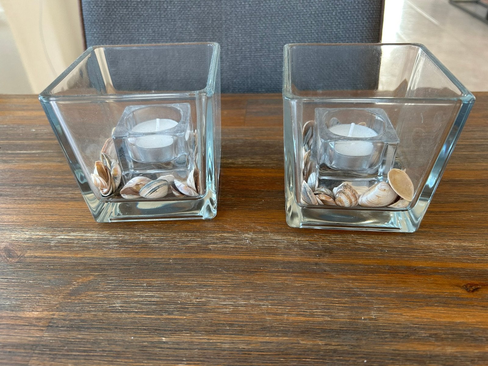 Set van 2 glazen waxinelichthouders, 10 cm, Waxinelichthouder, Nieuw, Ophalen of Verzenden