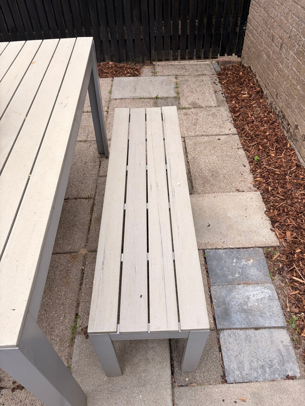 Moderne tuinset met tafel, bank en stoelen, Tuin en Terras, Tuinsets en Loungesets, Gebruikt, Tuinset, Aluminium, 4 zitplaatsen