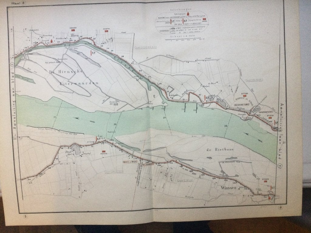 Winssen, Hien, 1872., Antiek en Kunst, Kunst | Etsen en Gravures, Verzenden, Cartografie, Origineel, 51 cm