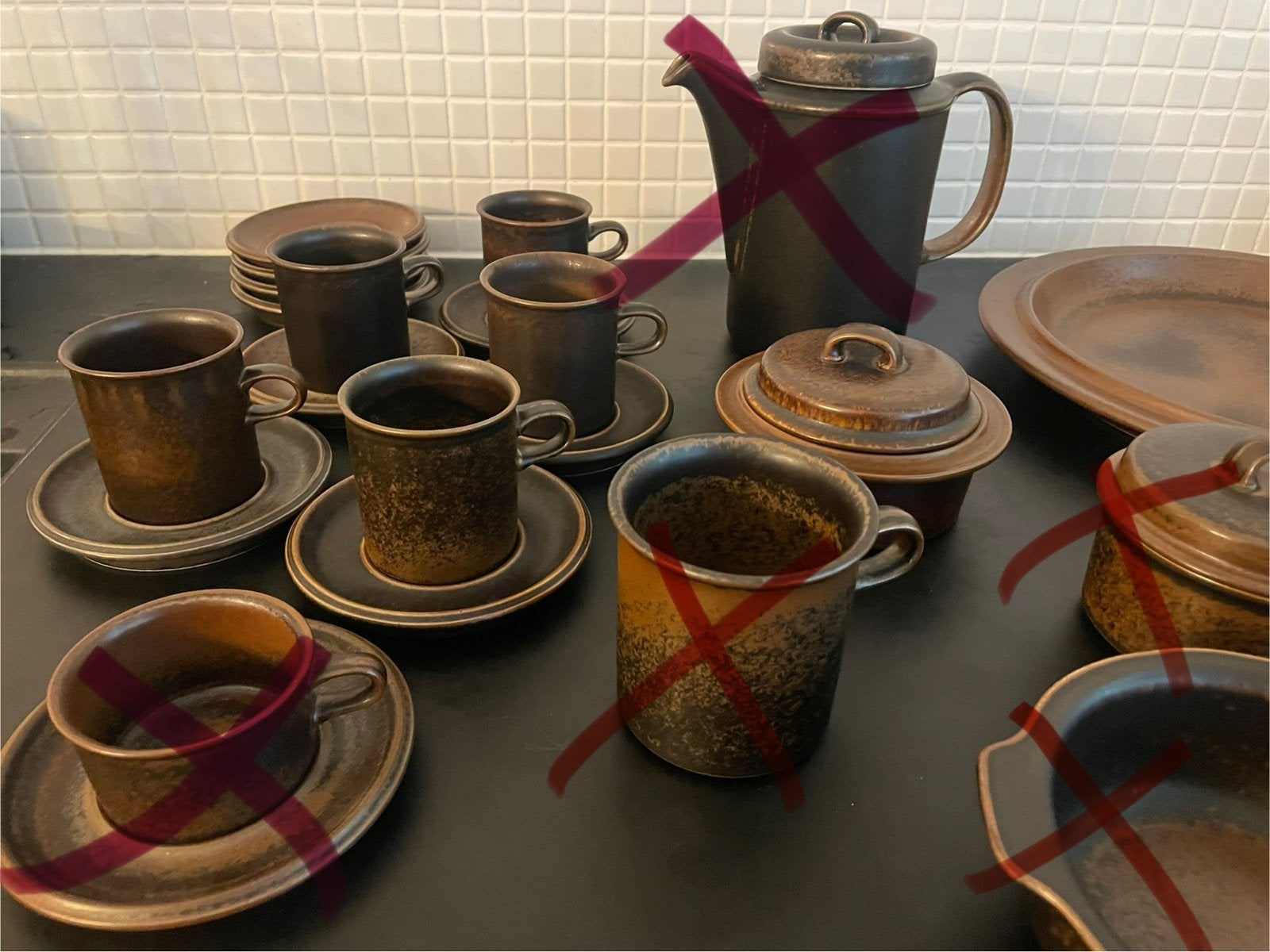 Arabia RUSKA - (mokka)(koffie)k/s/borden/schalen/koffiepot, Ophalen of Verzenden