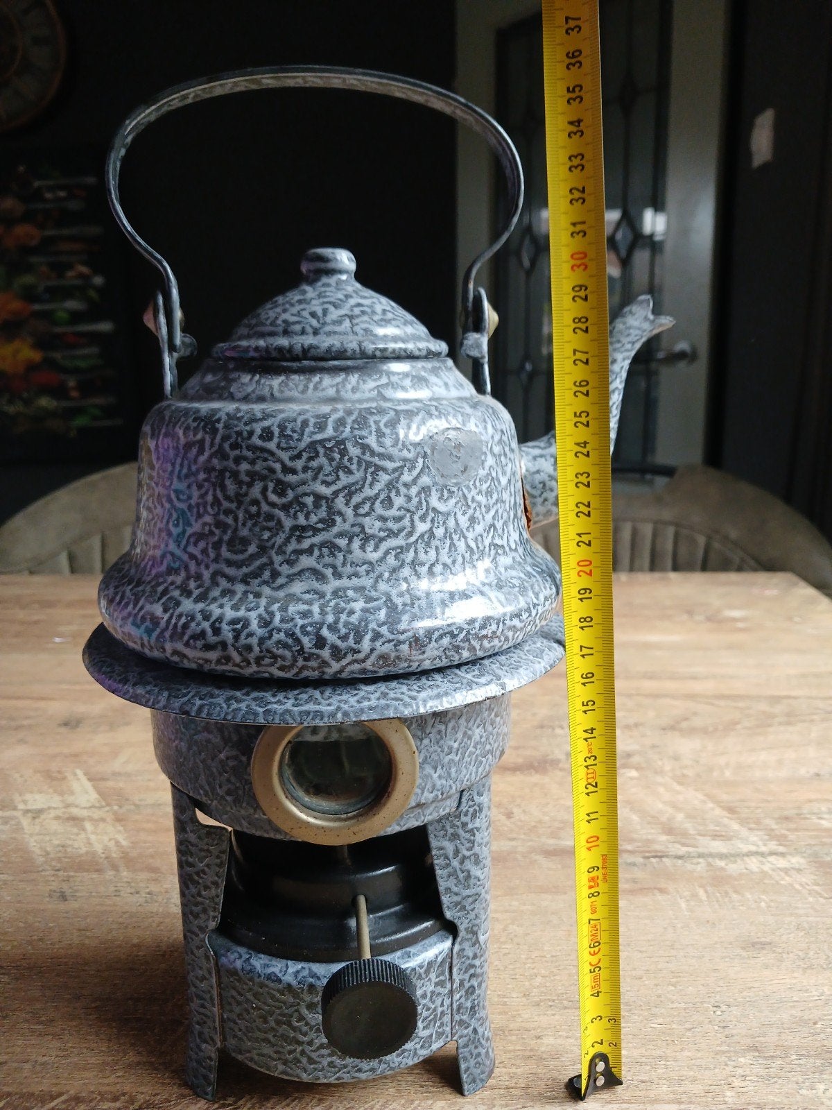 emaille petroleumstel met gratis theepot, Ophalen of Verzenden