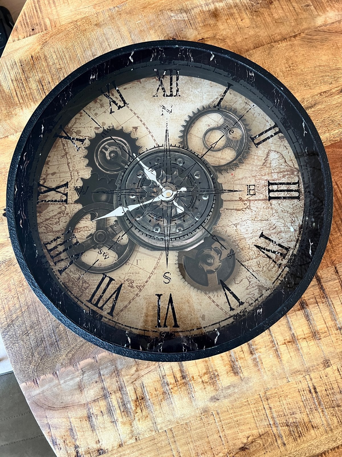Wandklok met Steampunk-design en Romeinse Cijfers, Ophalen, Gebruikt, Wandklok