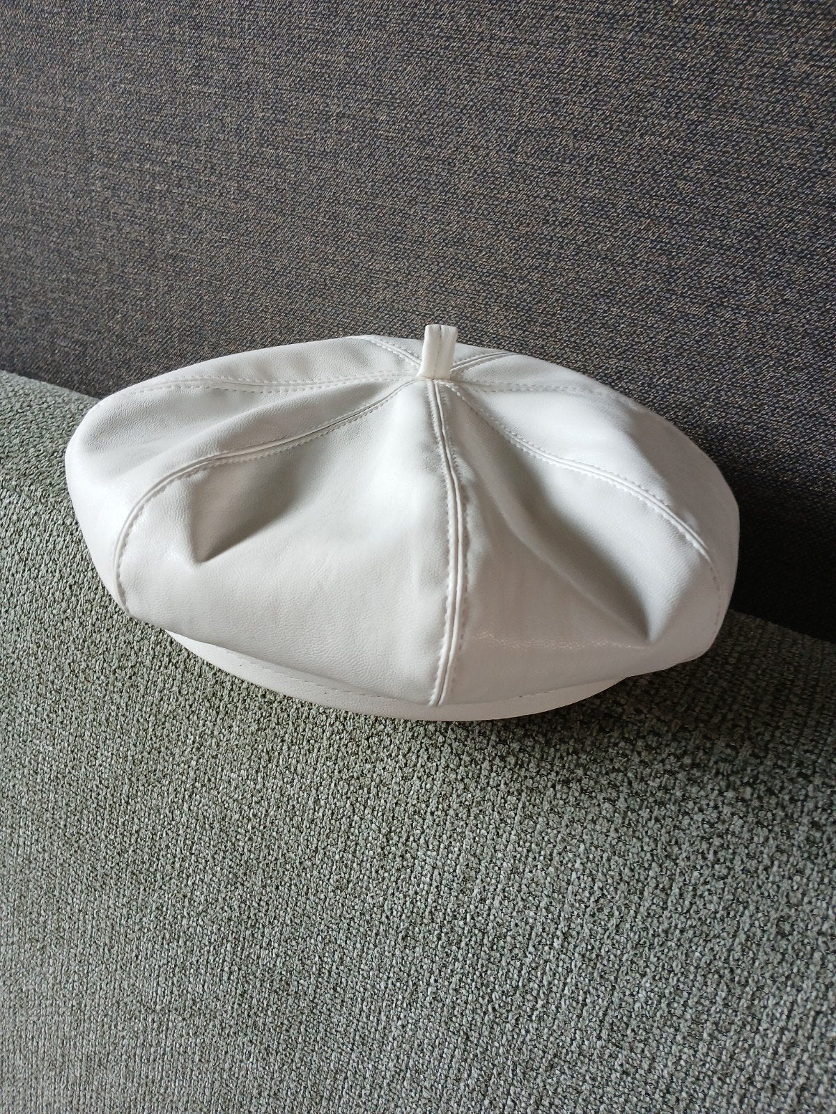 Witte "leren" baret/kinderhoed/kerkhoedvoor kerk, Ophalen of Verzenden, Meisje