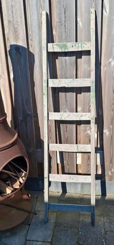 Decoratieve oude houten( schilders) ladder, Ophalen, Gebruikt