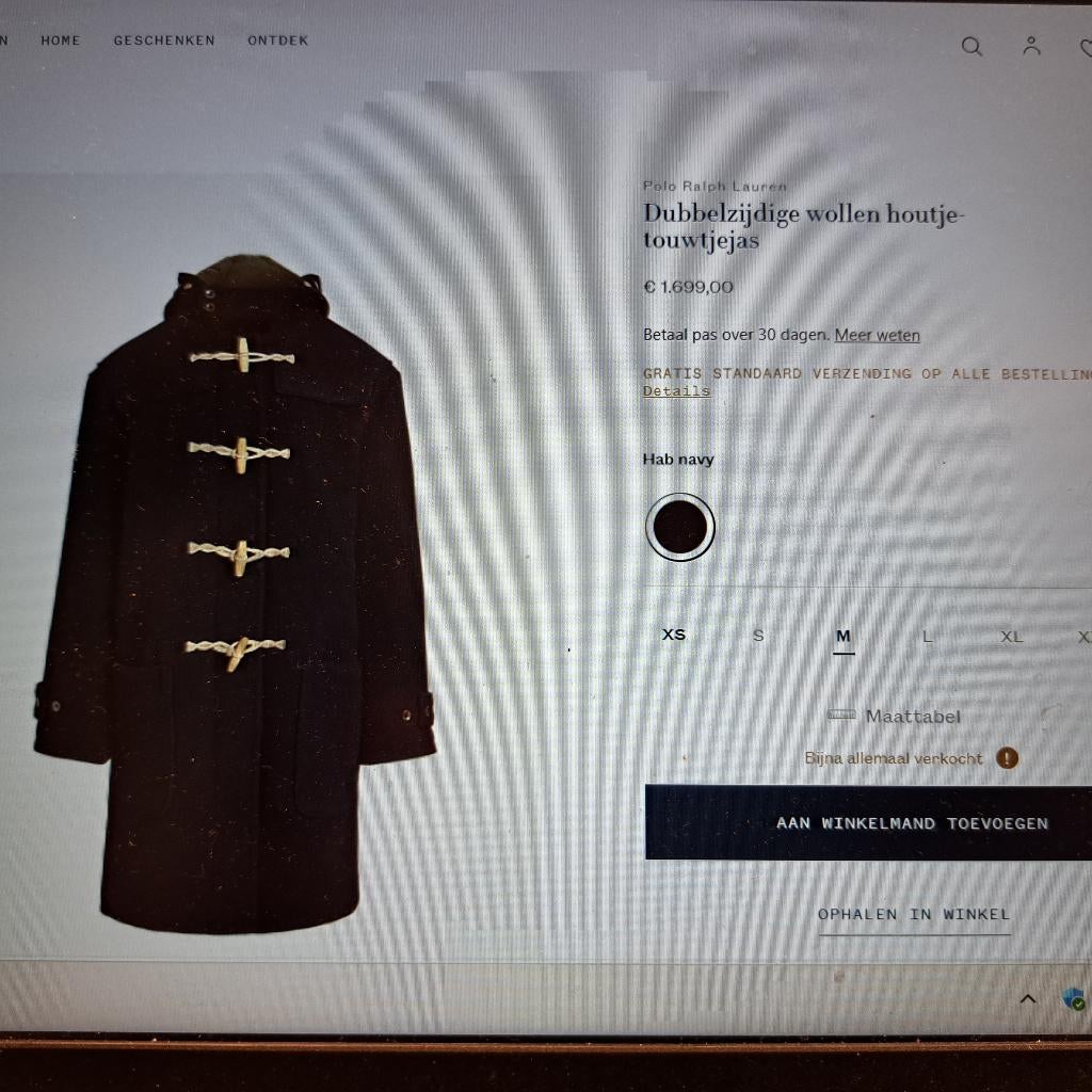 Ralph Lauren wollen grijze houtje touwtje jas mt XL nr 44001, Kleding | Heren, ., Ralph Lauren, Ophalen of Verzenden, Ralph Lauren