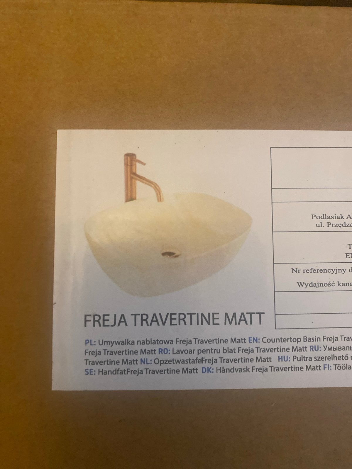 Freja Travertine Matt Countertop Wastafel Nieuw in Doos, Ophalen of Verzenden, Nieuw