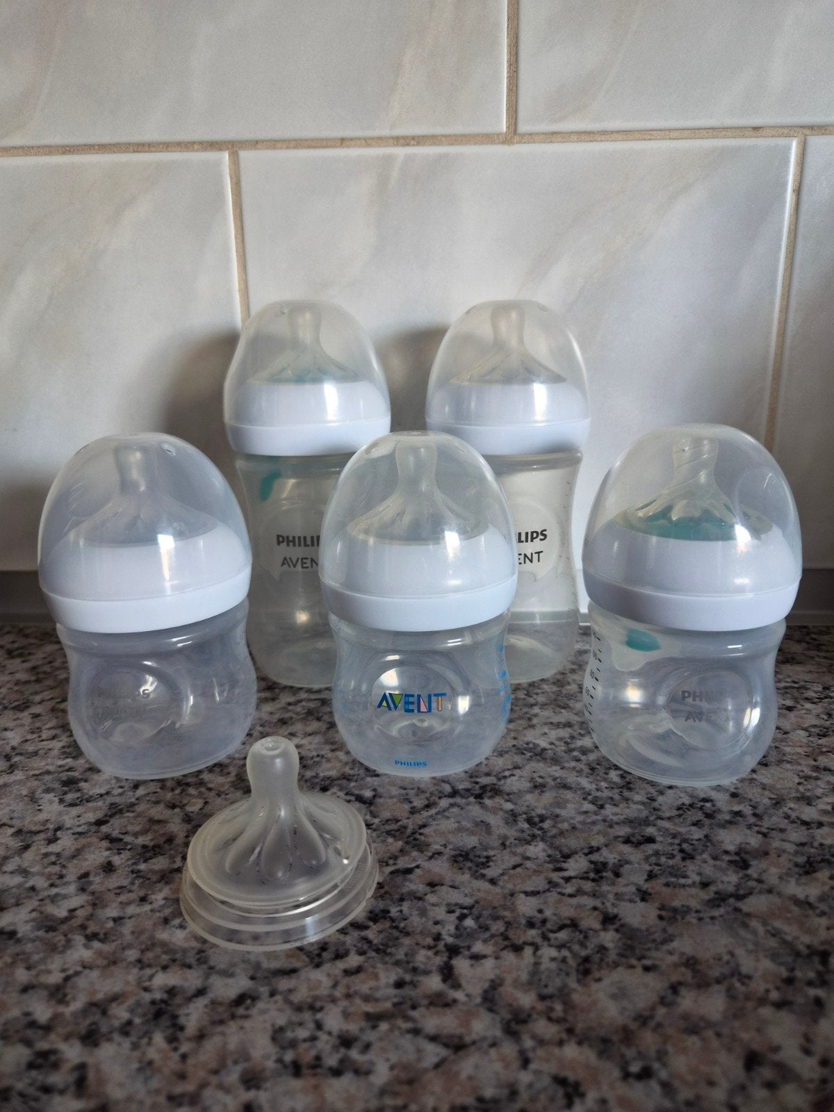 Philips Avent Babyflessen - Set van 5 met extra speen, Ophalen of Verzenden, Gebruikt, Babyfles, Philips Avent