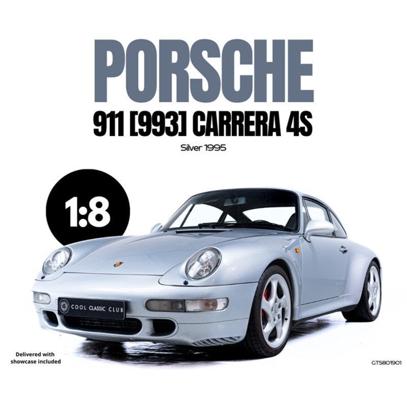 Porsche 911 (993) Carrera 4S 1995 Zilver 1:8 (Inkl.Vitrine), Tschuiten@hotmail.com, Auto, Frankrijk, Nieuw