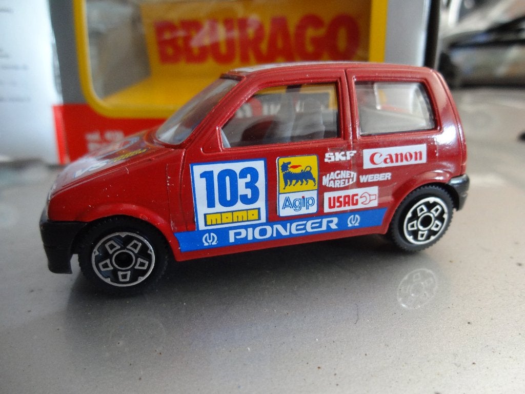 Bburago Fiat Cinquecento Rally, Ophalen of Verzenden, Zo goed als nieuw, Auto, Overige merken