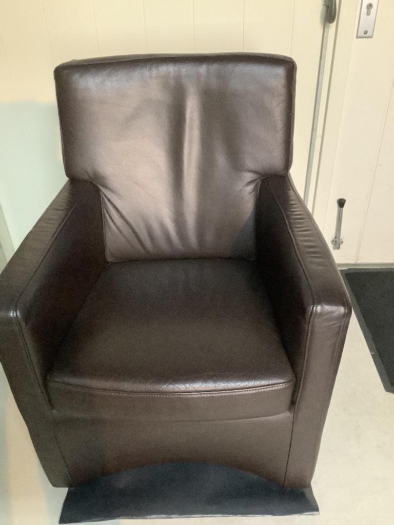 Leren fauteuil, Huis en Inrichting, Fauteuils, Ophalen, Gebruikt, 50 tot 75 cm, Leer