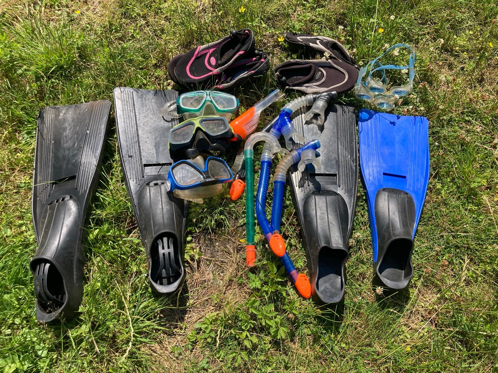 Complete snorkelset met vinnen en duikschoenen, Ophalen, Gebruikt, Snorkelset