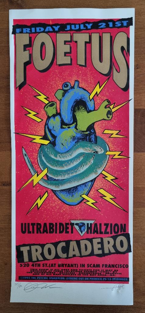 Zeefdruk concert poster Foetus - genummerd/gesigneerd -, Ophalen of Verzenden