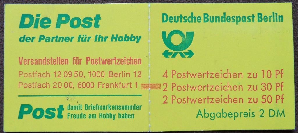 Postzegelboekje  Deutsche Bundespost Berlin  11ca II telblok, Ophalen of Verzenden, BRD, Postfris