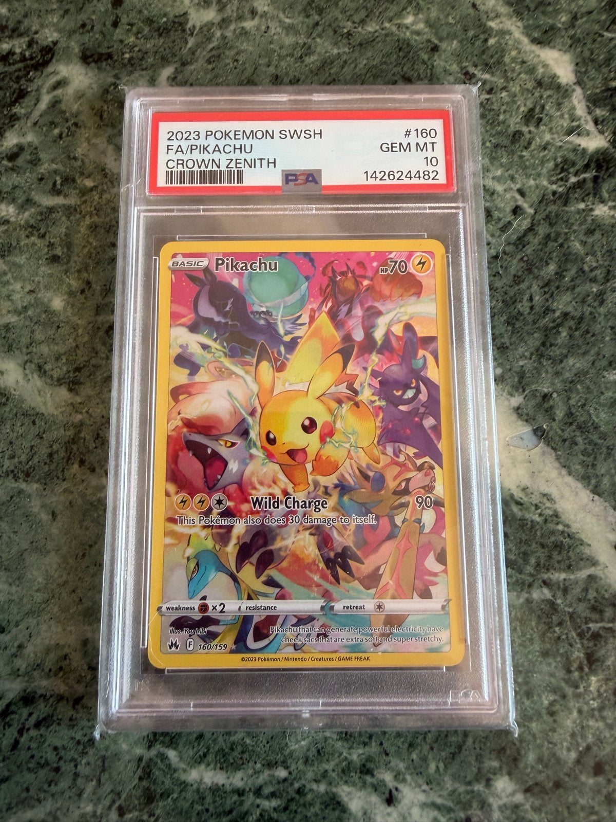 Pikachu 160/159 Crown Zenith PSA 10 Gem Mint Pokémon Kaart, Ophalen of Verzenden, Nieuw, Losse kaart