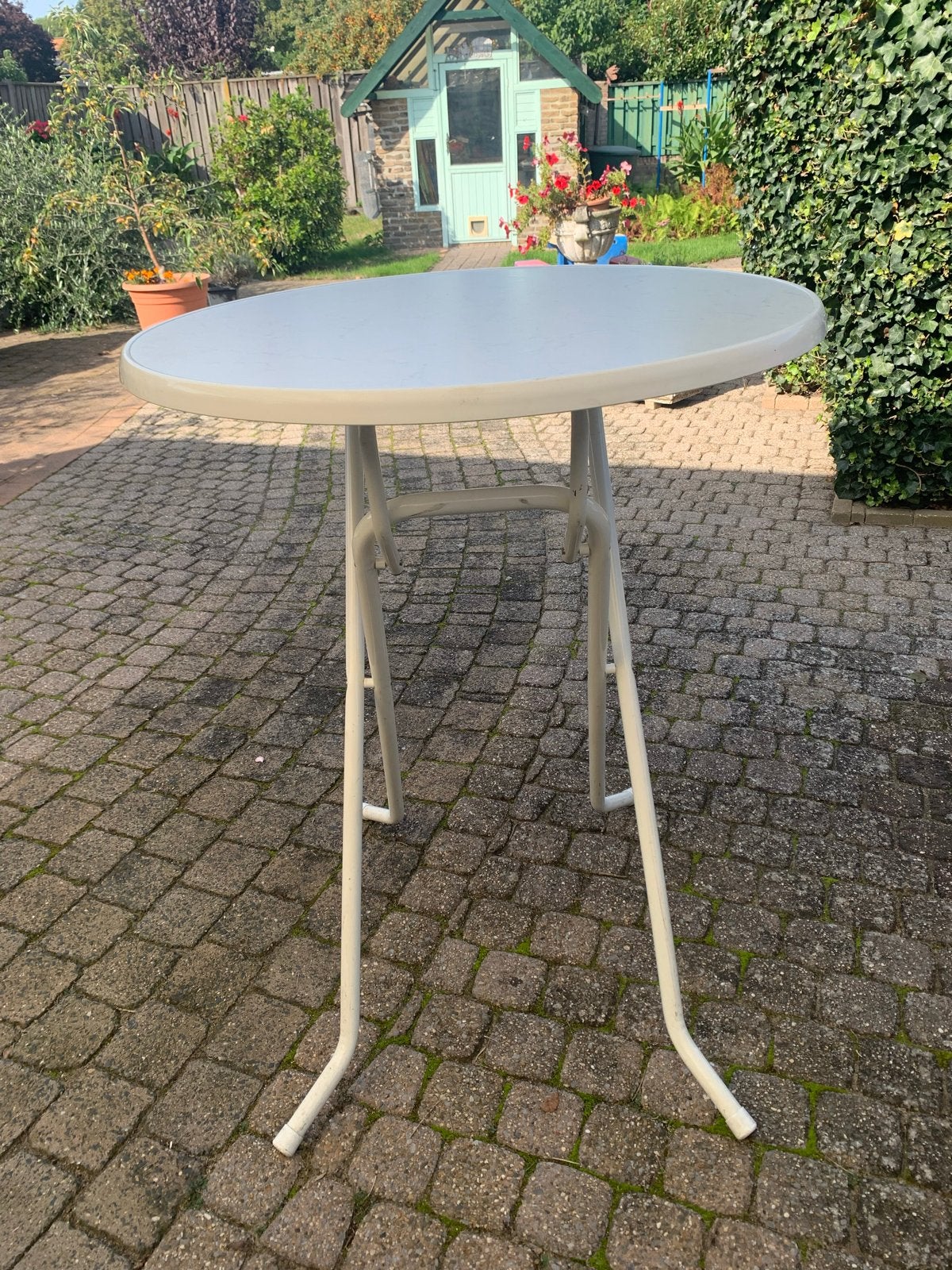 Ronde klaptafel - Ideaal voor tuin of balkon, Ophalen, Gebruikt, Rond, Metaal