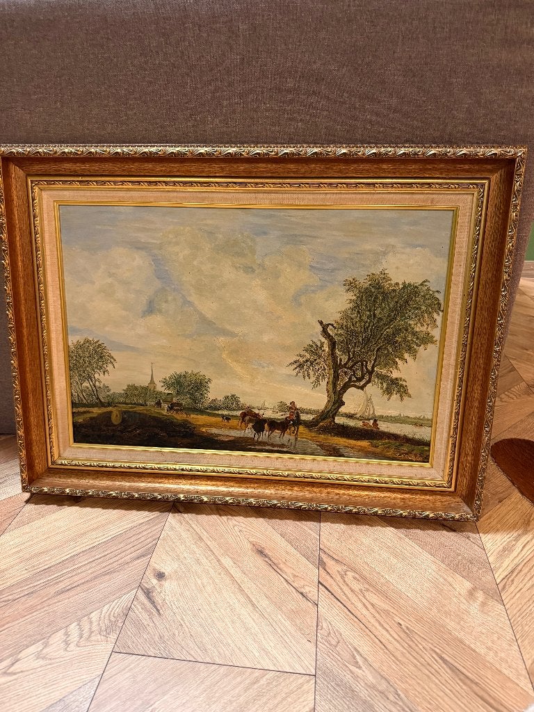 Prachtig Rivierlandschap schilderij, Antiek en Kunst, Kunst | Schilderijen | Klassiek, Ophalen, Maritiem / water, Doek, Oud hollands