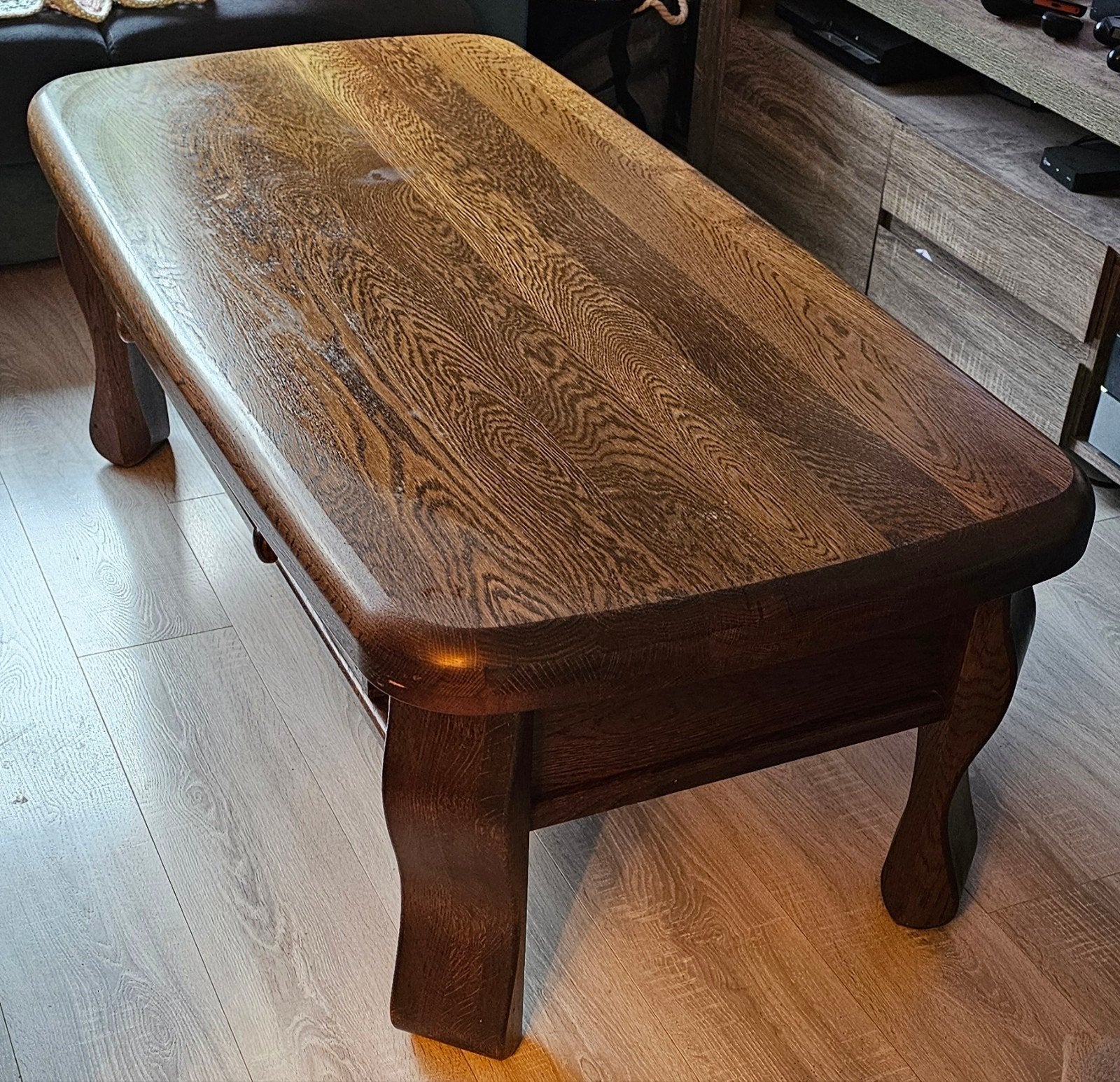 Eikenhouten Salontafel, Ophalen, Gebruikt, 100 tot 150 cm, Eikenhout